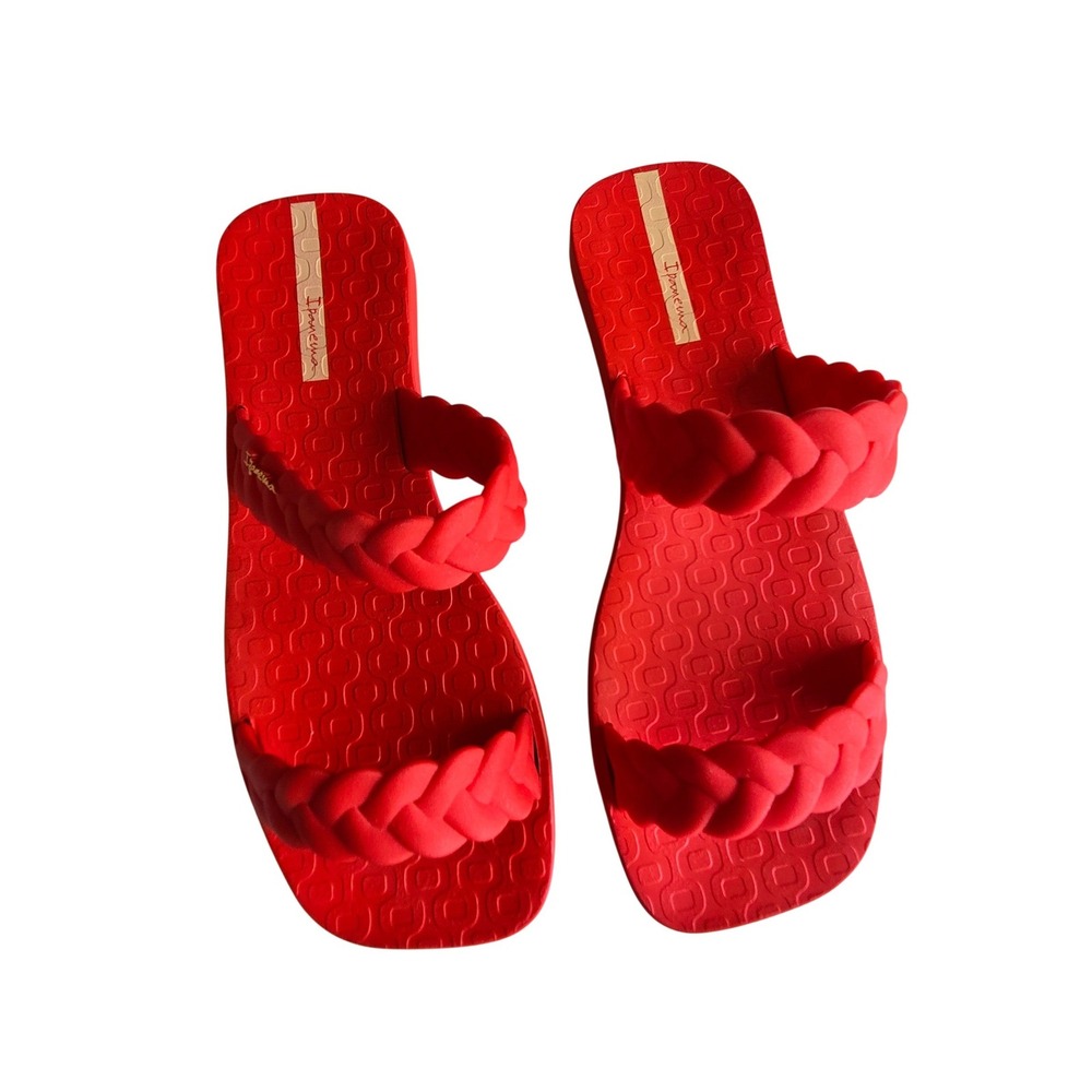 Ipanema Fever Red Braided Slide Sandals Size 10 Waterproof Resort Minimalist